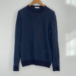 Gran Sasso Navy Blue Cotton Knit Crewneck Sweatshirt Sweater - Medium
